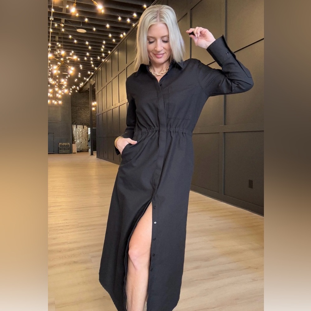Hancock Button Down Maxi Dress Black